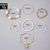 7Pcs Boho Summer Starfish Bracelet Set For Women Bohemian Shell Rice Beads Elastic Chain Bangle Girls Beach Jewelry Accessories